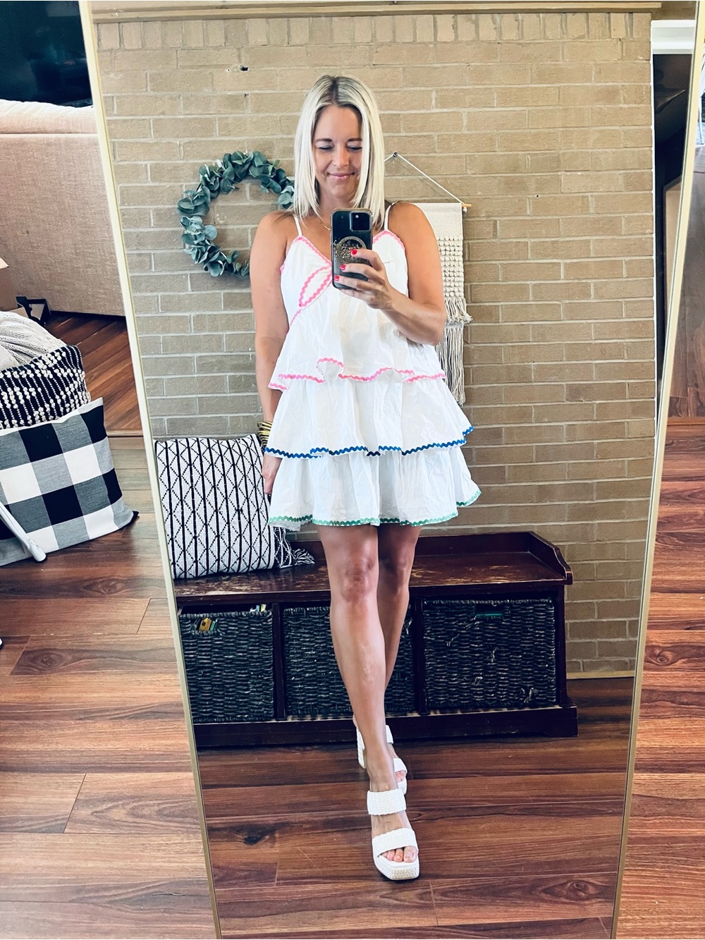 Impressions white ric rac mini dress
